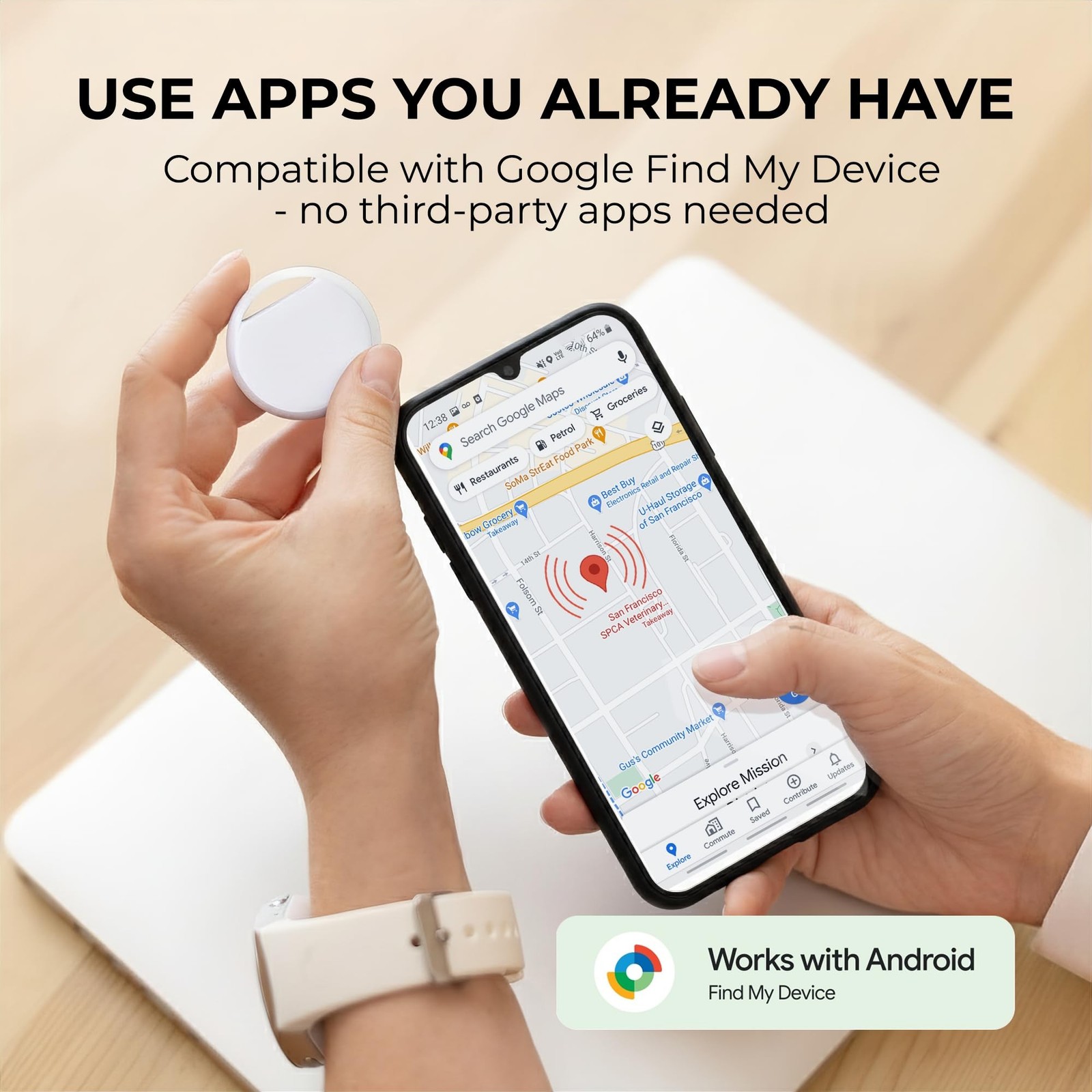 Enence Smart Tracking Device Tag for Keys, Wallet, Luggage, Pets Tracker Tag,...
