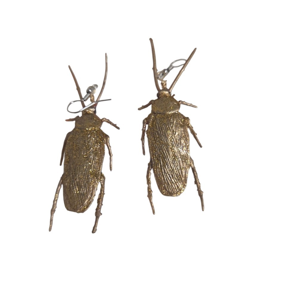 Gold Insect Roach NEW orleans Rubber Earrings
