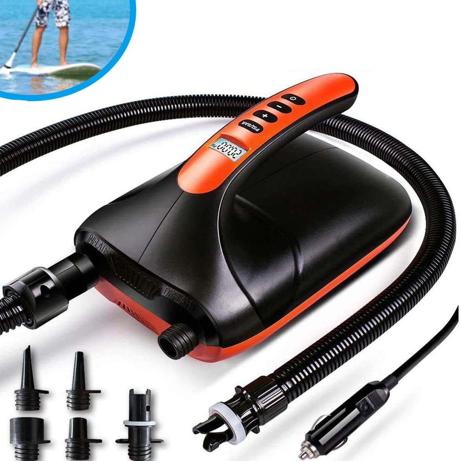 20PSI High Pressure SUP Electric Air Pump,Dual Stage Inflation Paddle Board P...