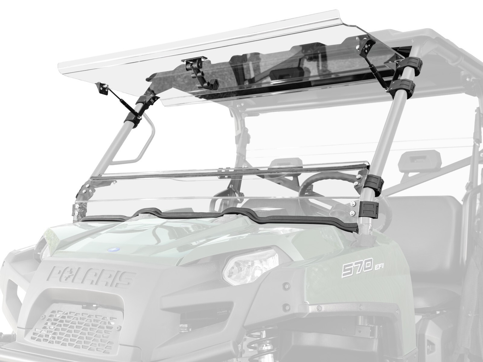SuperATV Scratch Resistant Flip Windshield for Polaris Ranger Fullsize 570 2016+