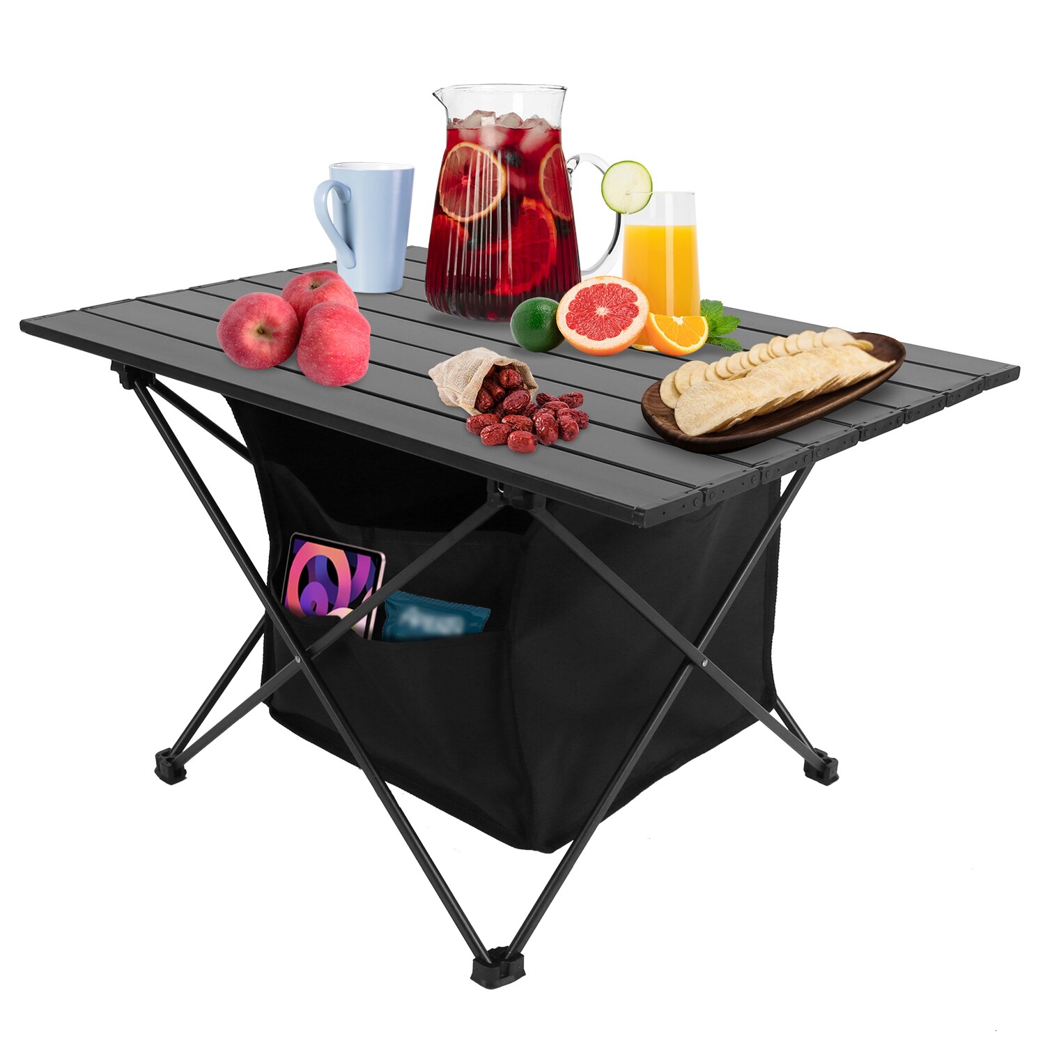 27x17x16" Aluminum Camping Table with Storage Bag Folding Beach Picnic Table