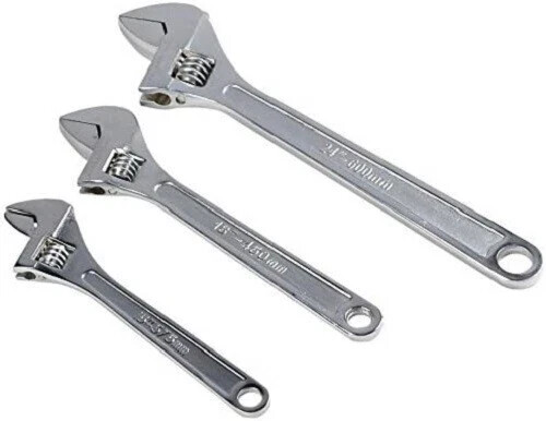 3 Pc Jumbo Size Adjustable Wrench set 15", 18", 24" Inch Heavy Duty