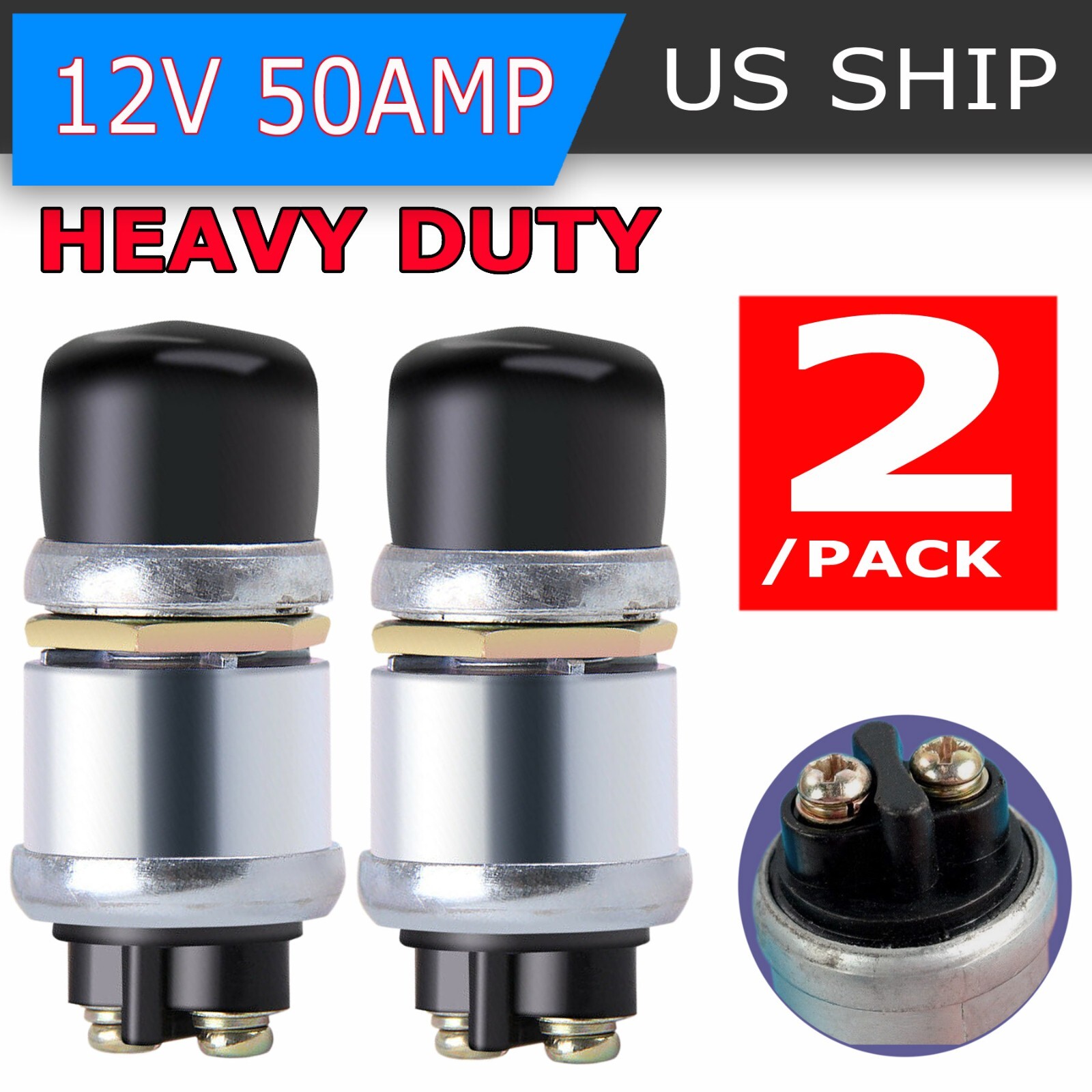 50A 12V Waterproof Car Boat Track Switch Push Button Horn Engine Start Starter