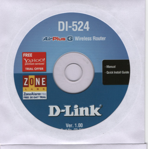 D-Link DI-524 AirPlus G Wireless Router Driver Utility Software CD-ROM (2003)
