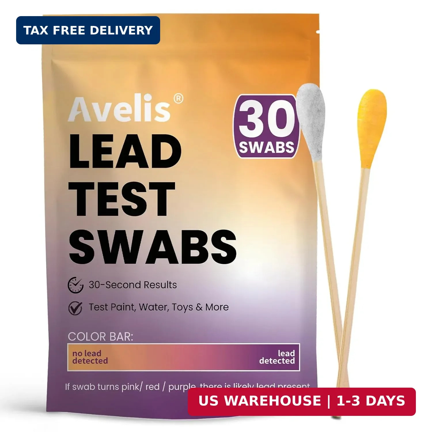 30 PCS Lead Test Kit for Dishes, Premium Lead Testing Swabs for Paint & Jewelry,