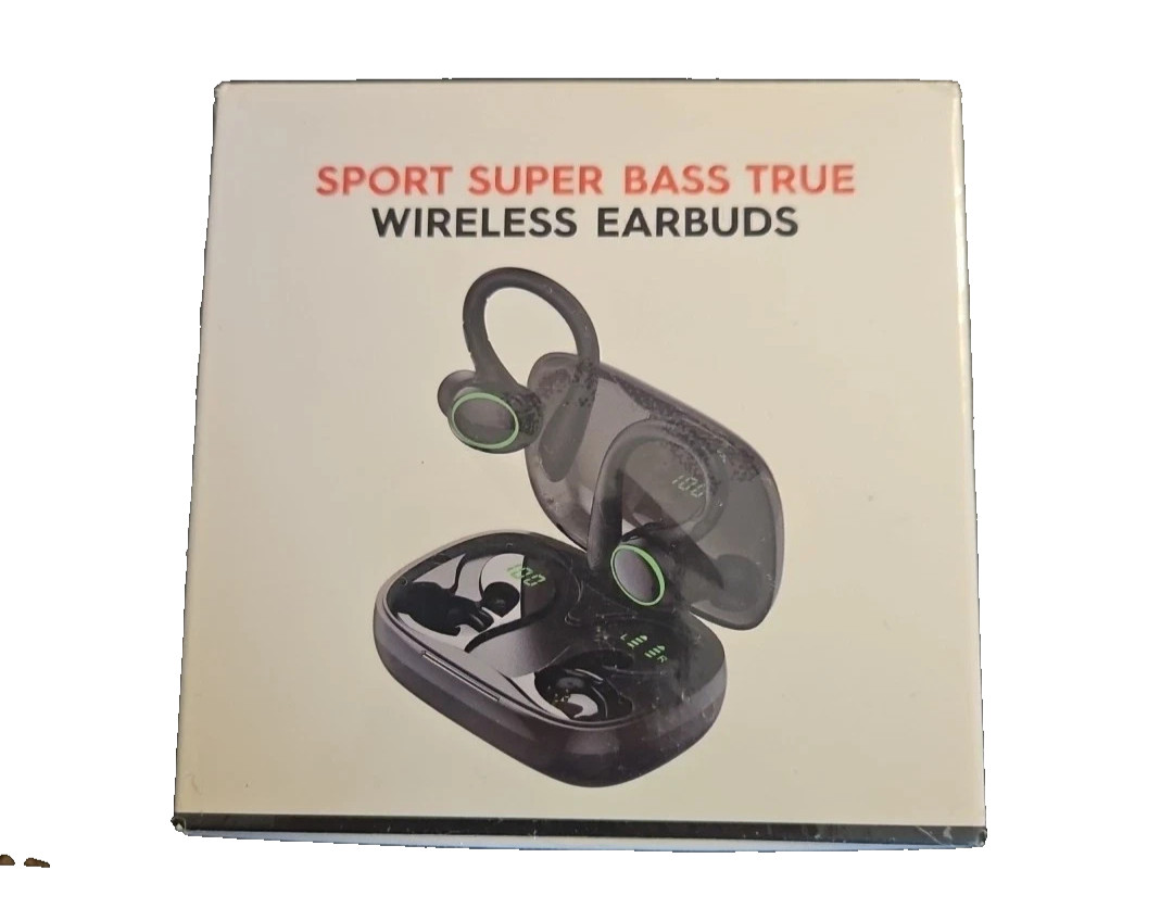 Sport Super Bass True Wireless Stereo Earbuds, Black ~ NEW