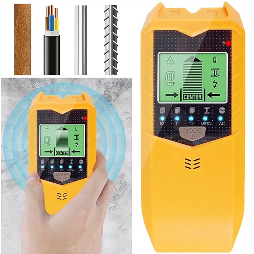 5 In 1 Stud Finder Wall Scanner LCD Display Detector For Metal PipeWood AC Wire