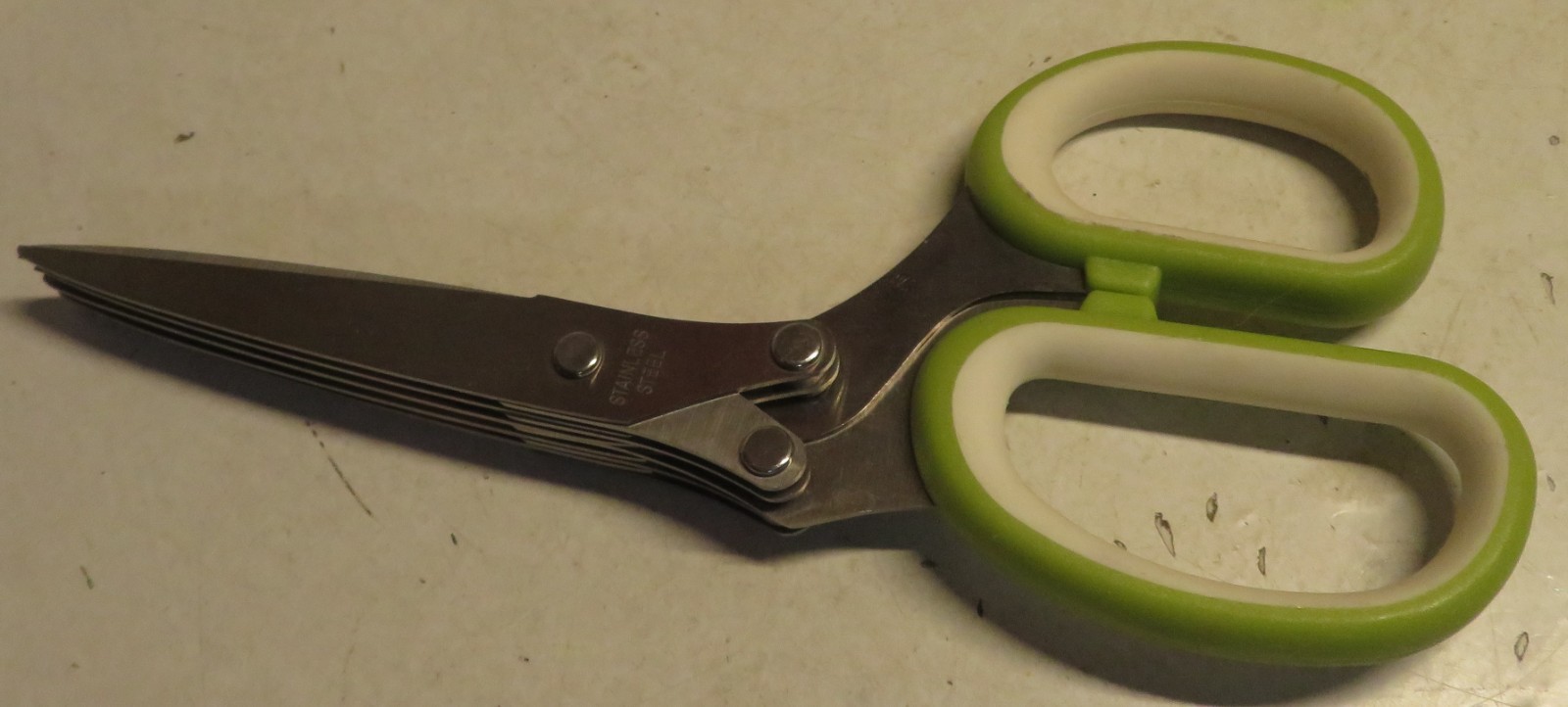 5-Blade Herb Cutter Shears Stainless Steel Kitchen Multipurpose Scissors Used