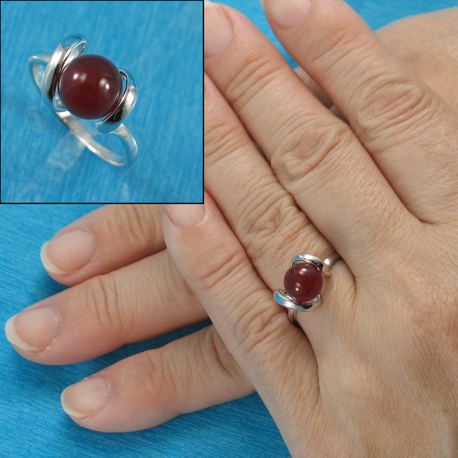 Sterling Silver Carnelian Solitaire Ring