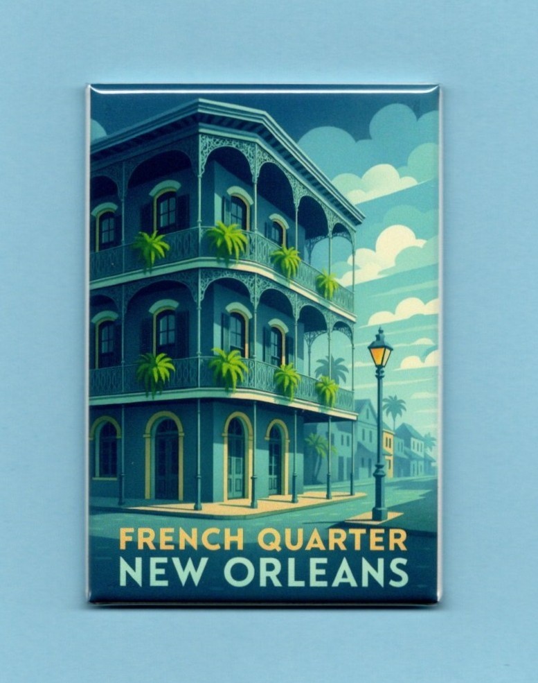 FRENCH QUARTER NEW ORLEANS TRAVEL POSTER *2X3 FRIDGE MAGNET* WORLD VACATION LA