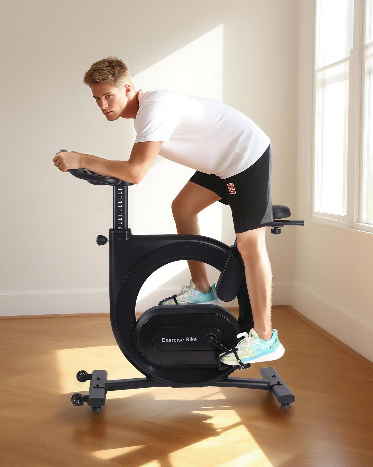Electromagnetic Cycling Bike Stationary Bikes with LCD Display & IPad Moun
