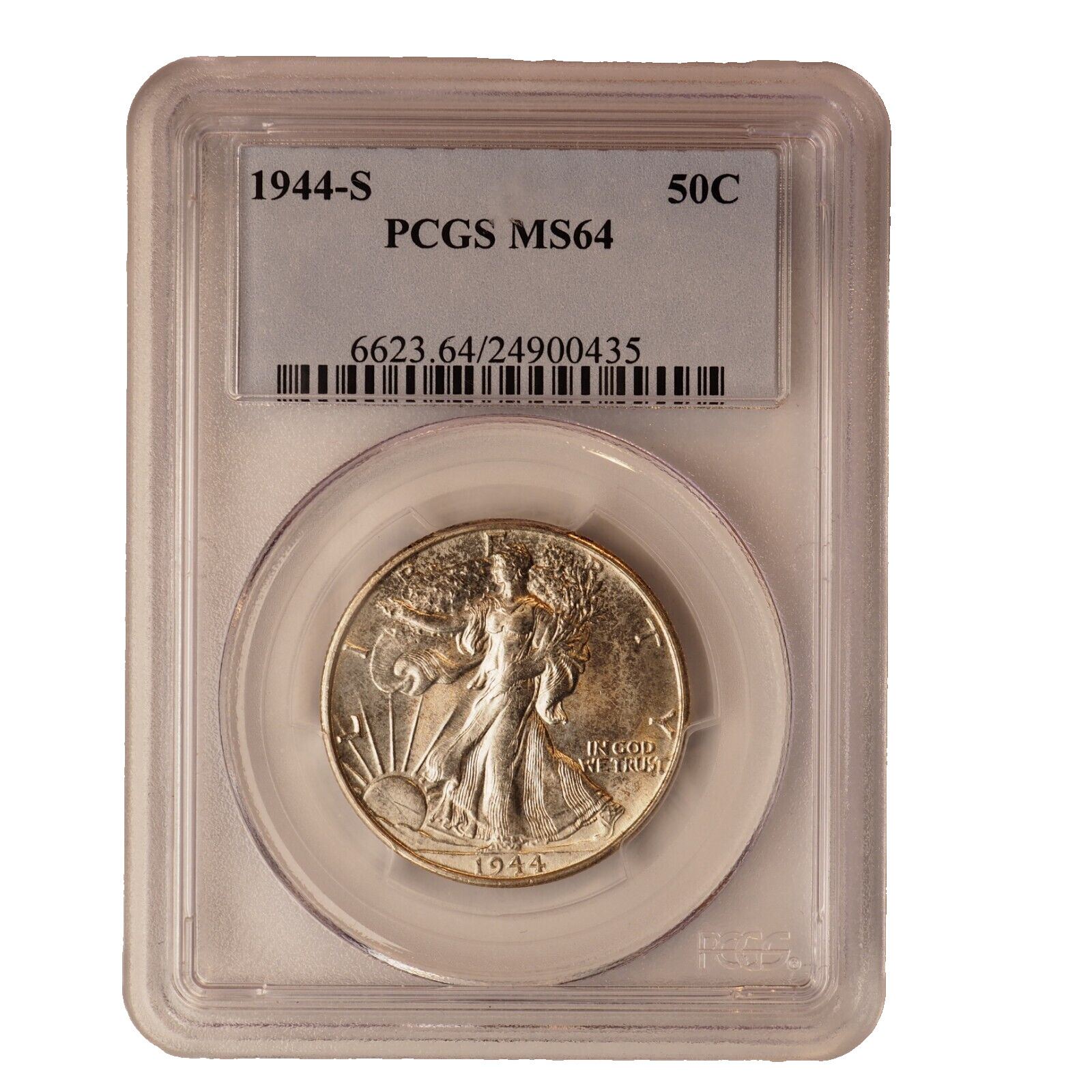 1944  S  WALKING LIBERTY HALF DOLLAR ** PCGS MS 64 ** NICE COIN** FREE SHIP 726