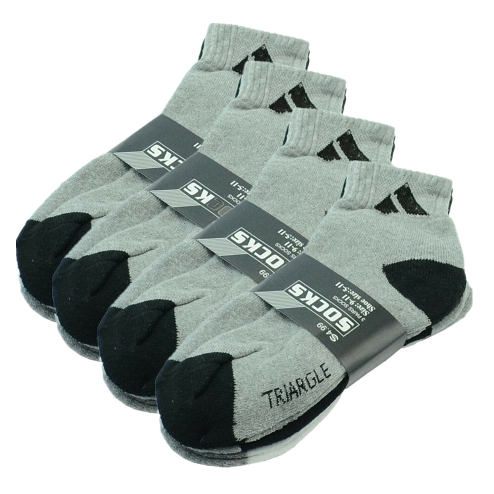 Adi 6 Pairs Sport  Ankle Quarter Crew Men Socks Cotton Low Cut Size 9-13