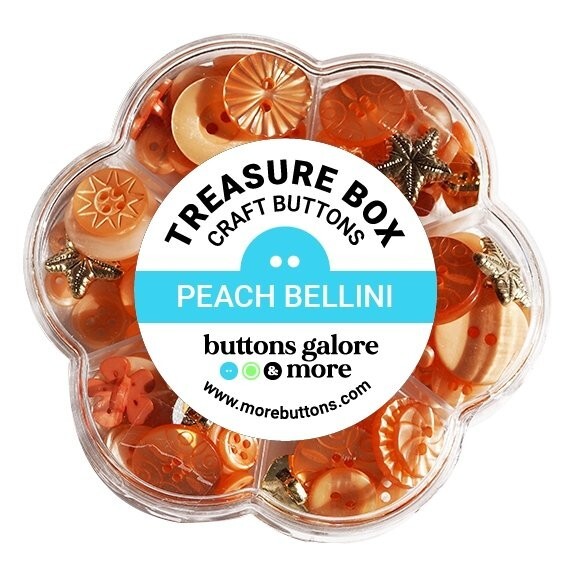 Buttons Galore Treasure Box Designer Buttons for Craft & Sewing PEACH BELLINI