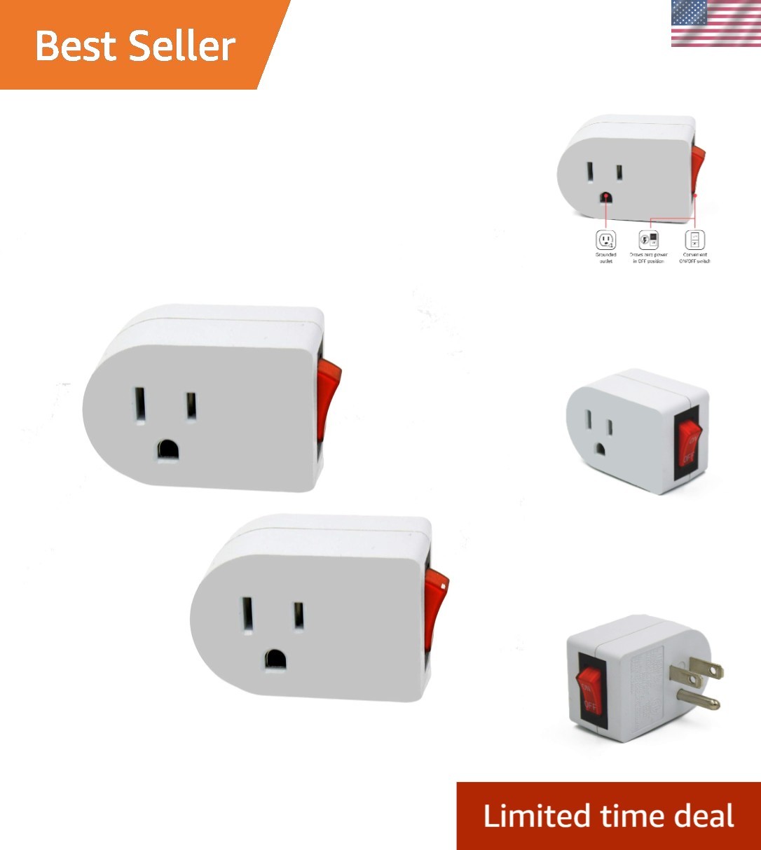 Convenient 15A White On/Off Switch with Red Indicator Light -  Certified