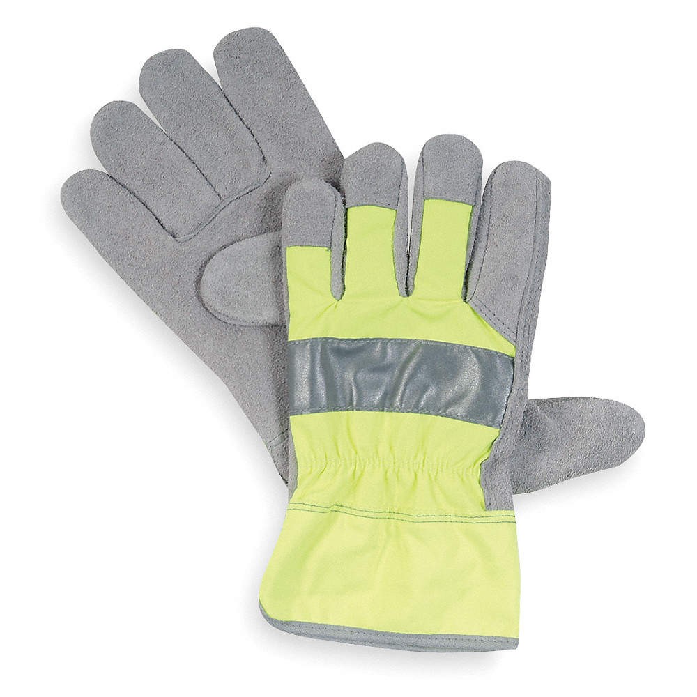 CONDOR 2RA30 Leather Gloves,Hi-Vis Green,XL,PR 2RA30