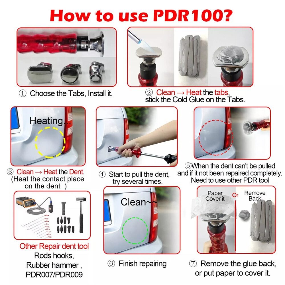 WOYO PDR100 Slide Hammer Dent Puller Cold Glue Car Dent Tool Paintless Dent