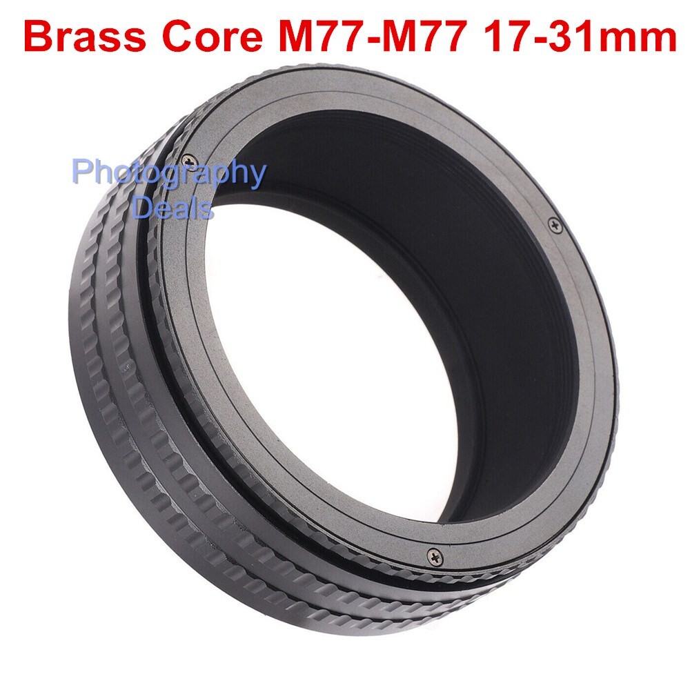 Brass M77 to M77 17-31mm Adjustable Focusing Helicoid Lens Adapter Macro Tube