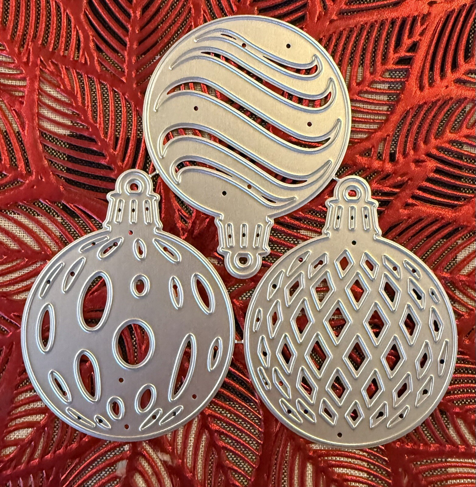 Set Of 3 Christmas Ornaments Metal Cutting Die Cards Scrapbook Journal #4897