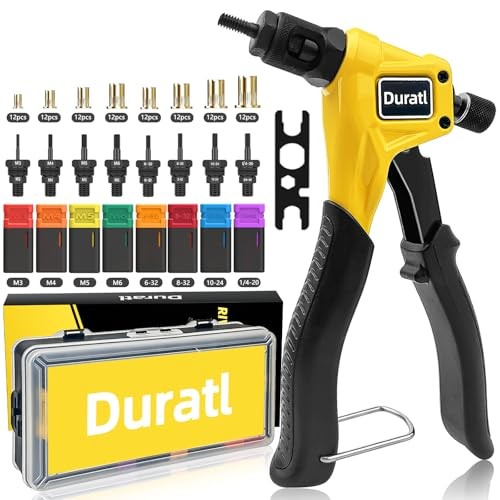 Rivet Nut Tool Kit, 8-Inch Hand Rivnut Tool for Tight Spaces, Nutsert Yellow