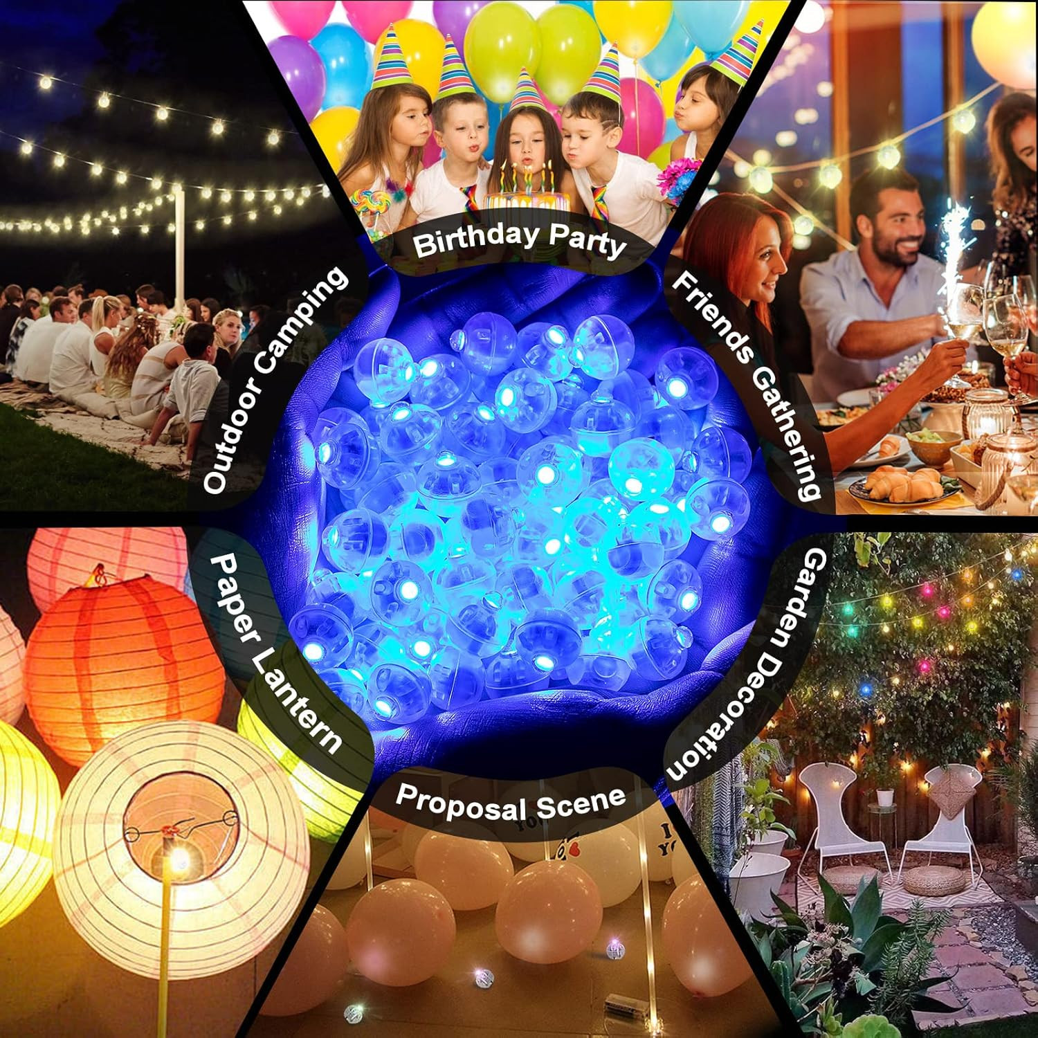 50pcs Blue LED Balloon Light, Round LED Ball Lamp Tiny Led Lighting Decoratio...