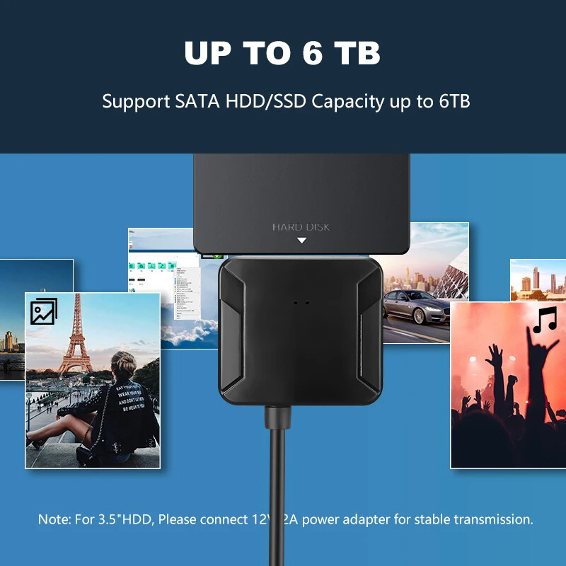 USB 3.0 to SATA External Hard Drive Reader 2.5" 3.5" HDD SSD Power adapter LOT