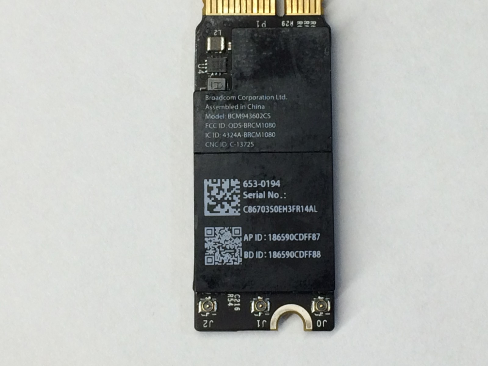 Apple MacBook Pro A1398 15.4" 2015 A1502 13.3" 2015 BlueTooth WiFI Card 653-0194