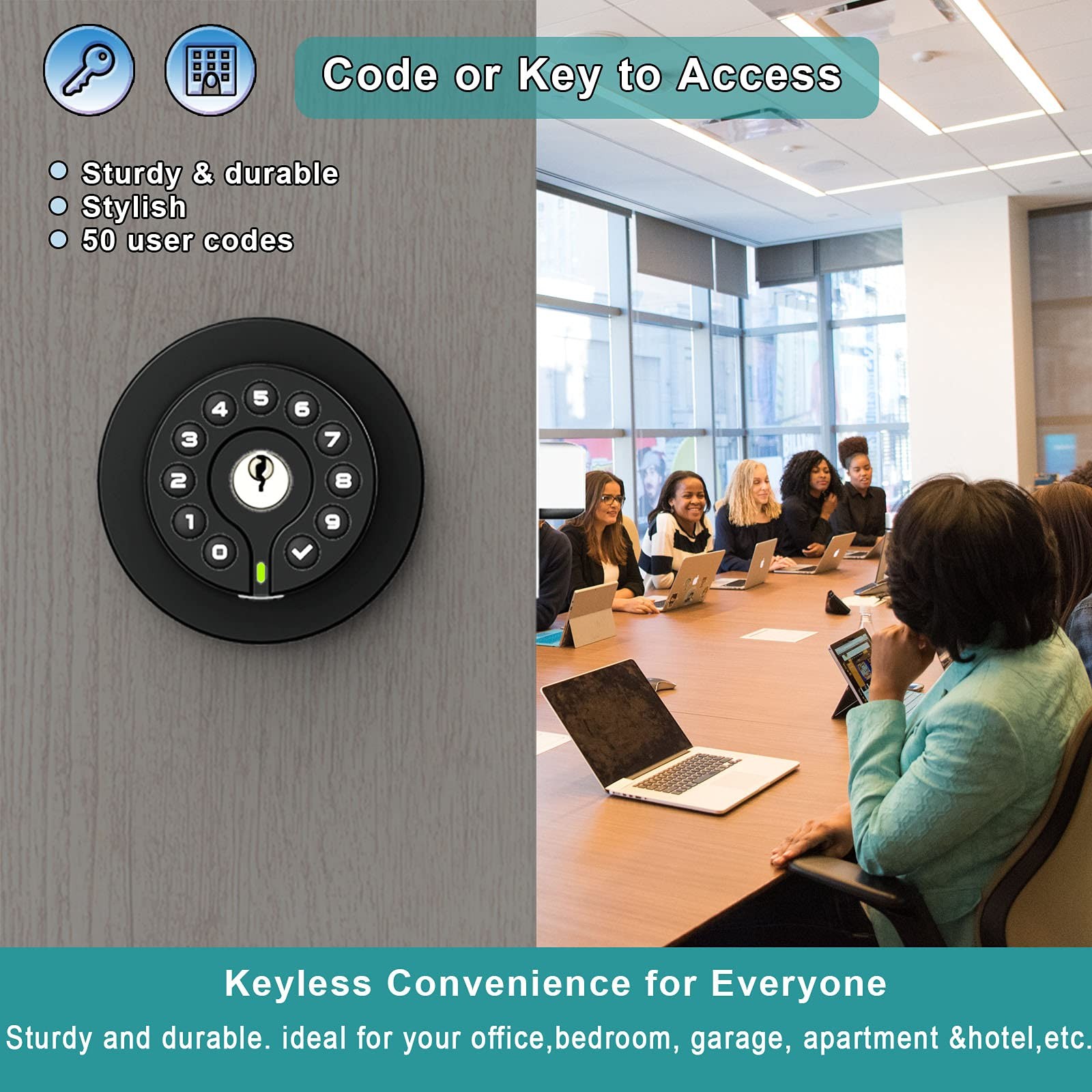 BOTHSTAR Keypad Door Knob with Key,Keyless Entry Lock, Code Matte Black