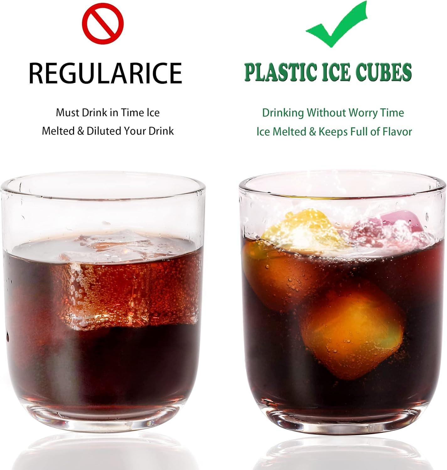 Reusable Ice Cube Plastic Ice Cubes 65 Pack Colorful Refreezable Ice Cubes for D