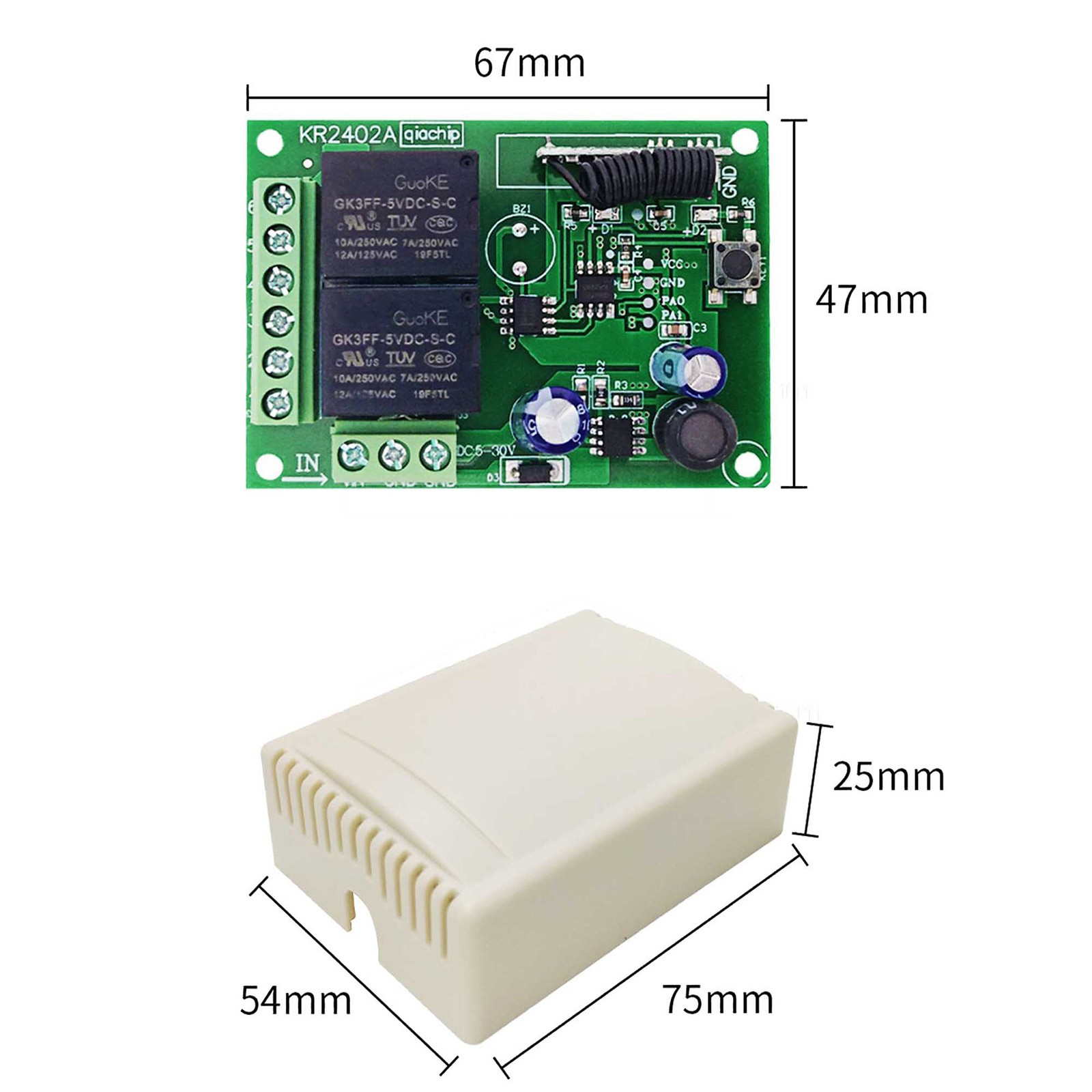 Wireless Remote Control Relay Transmitter 433MHz Universal DC 1* CR2032 Battery