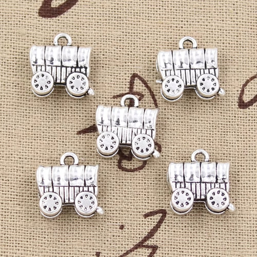 15pcs Carriage Stage Conestoga Wagon 14x14mm Decorative Collectibles Pendants