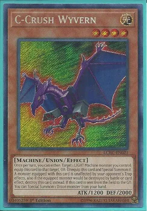 Yugioh - C-Crush Wyvern - Holographic Secret Rare - 1st Edition Card