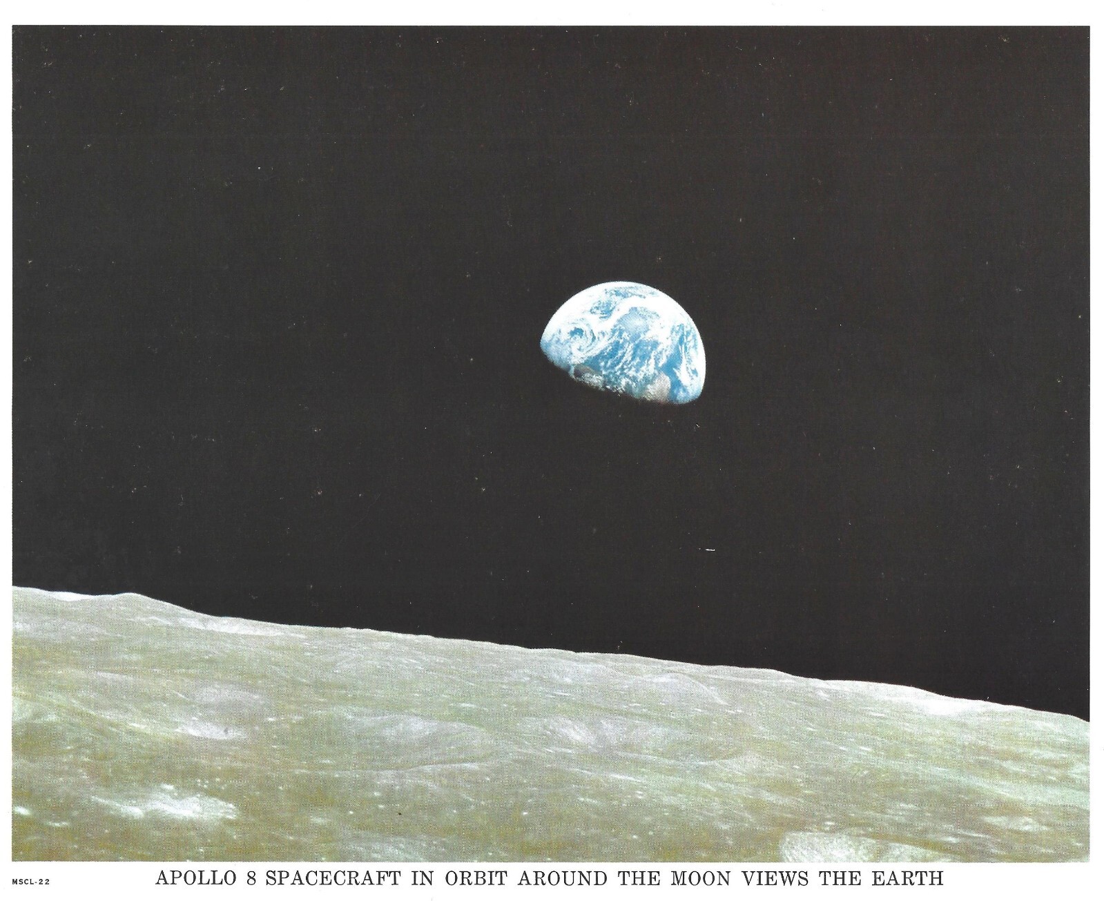 APOLLO 8 EARTHRISE 8x10 NASA LITHOGRAPH