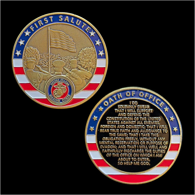 Challenge Coin: Officer Oath First Salute MARINE (Ships from CO, USA)