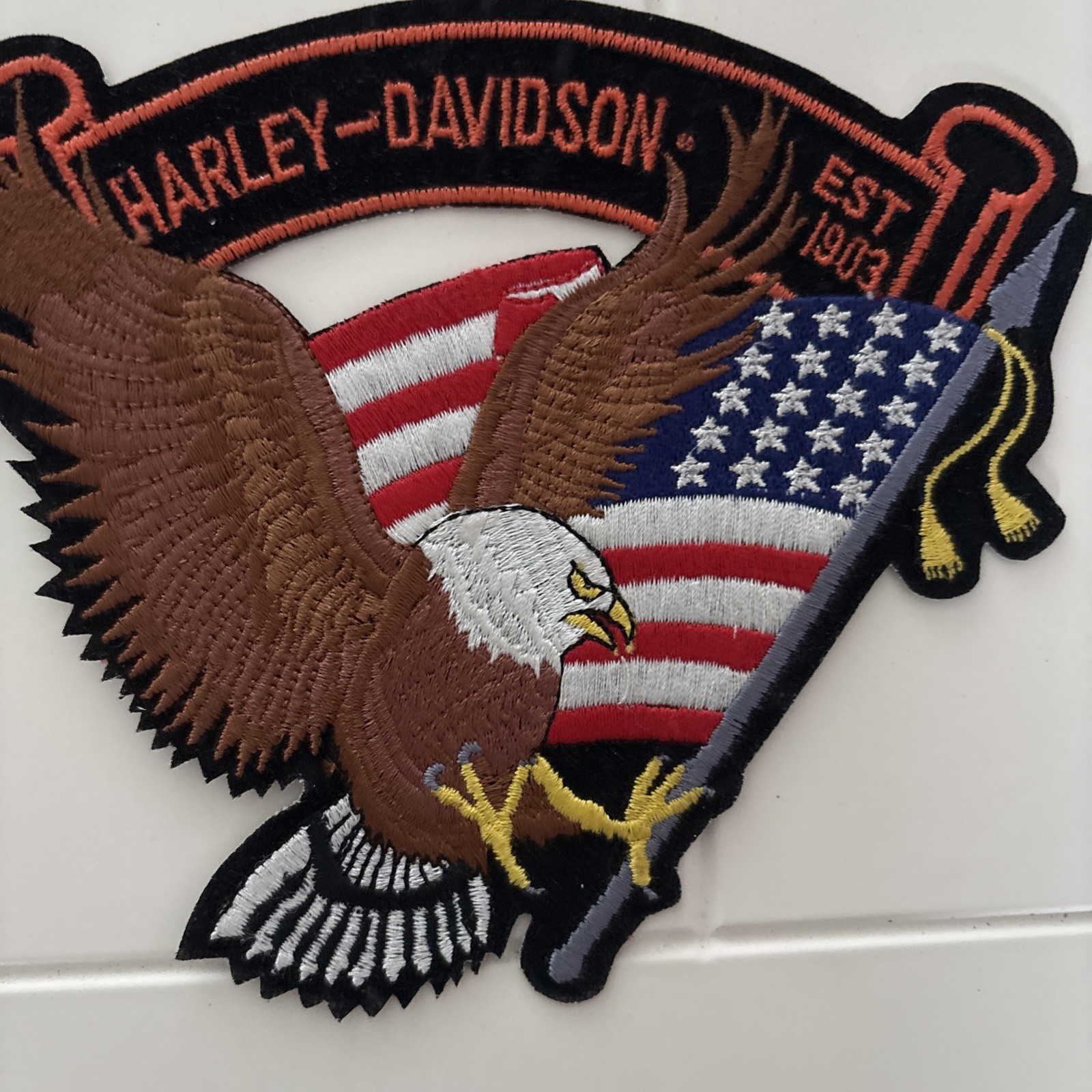 Harley Davidson Iconic Eagle & American Flag Jacket or Vest Patch
