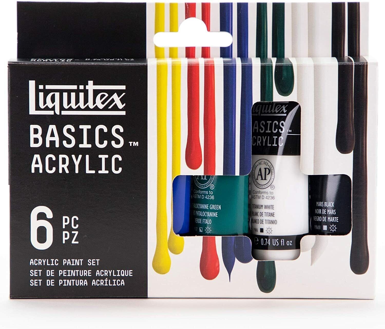 Liquitex BASICS 6 Tube Acrylic Paint Set, 22ml, 0.7 Fl Oz (Pack of 6), Multi