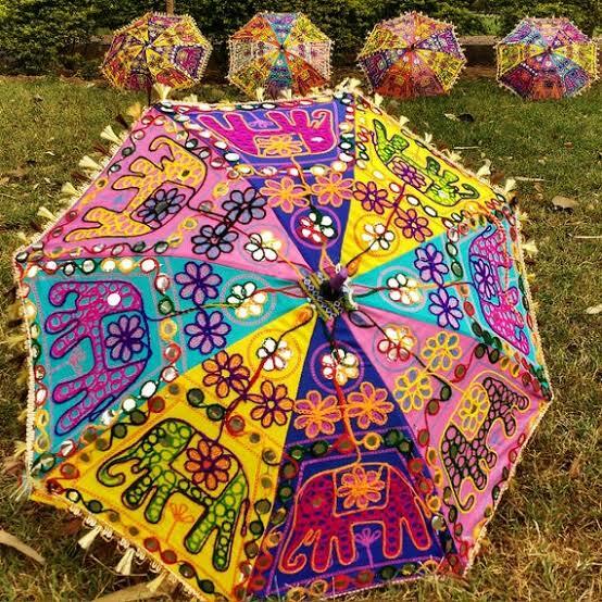 Pack of 10 Indian Decorative Umbrella, Sun Parasol, Wedding Handmade Umbrella