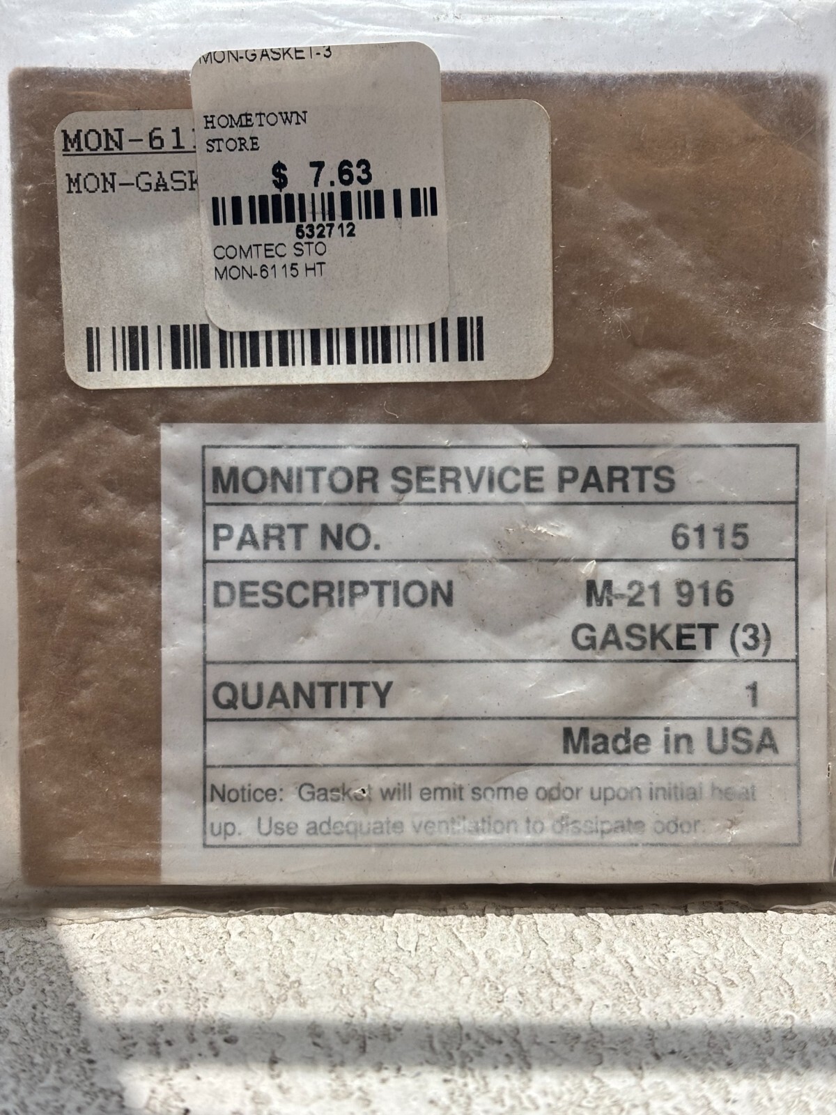 Monitor Service Parts Gasket for M-21  916 Part Number 6115