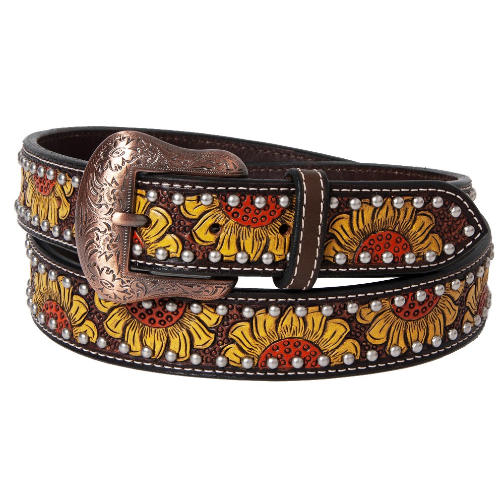 BE BAR H EQUINE Sunflower Floral Hand Painted Western Leather Men And Women
