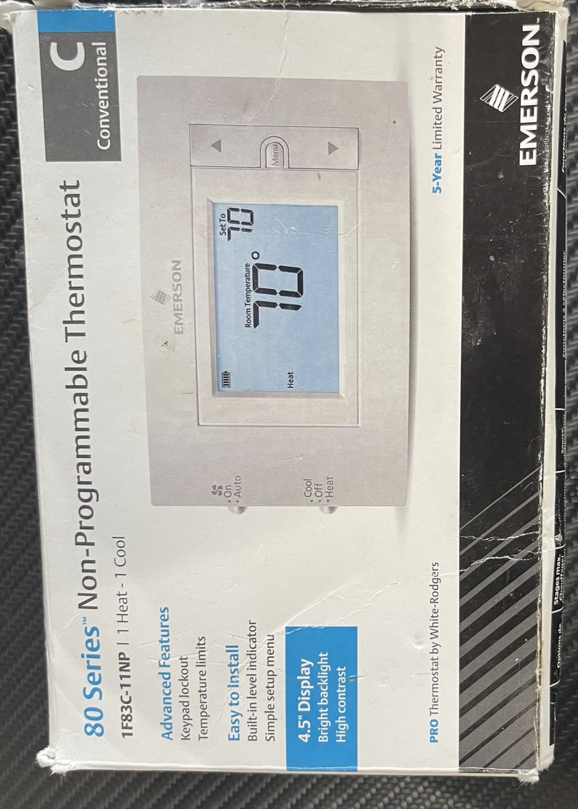 Emerson 80 Series Non-Programmable Thermostat 1F83C-11NP White 1H/1C NEW
