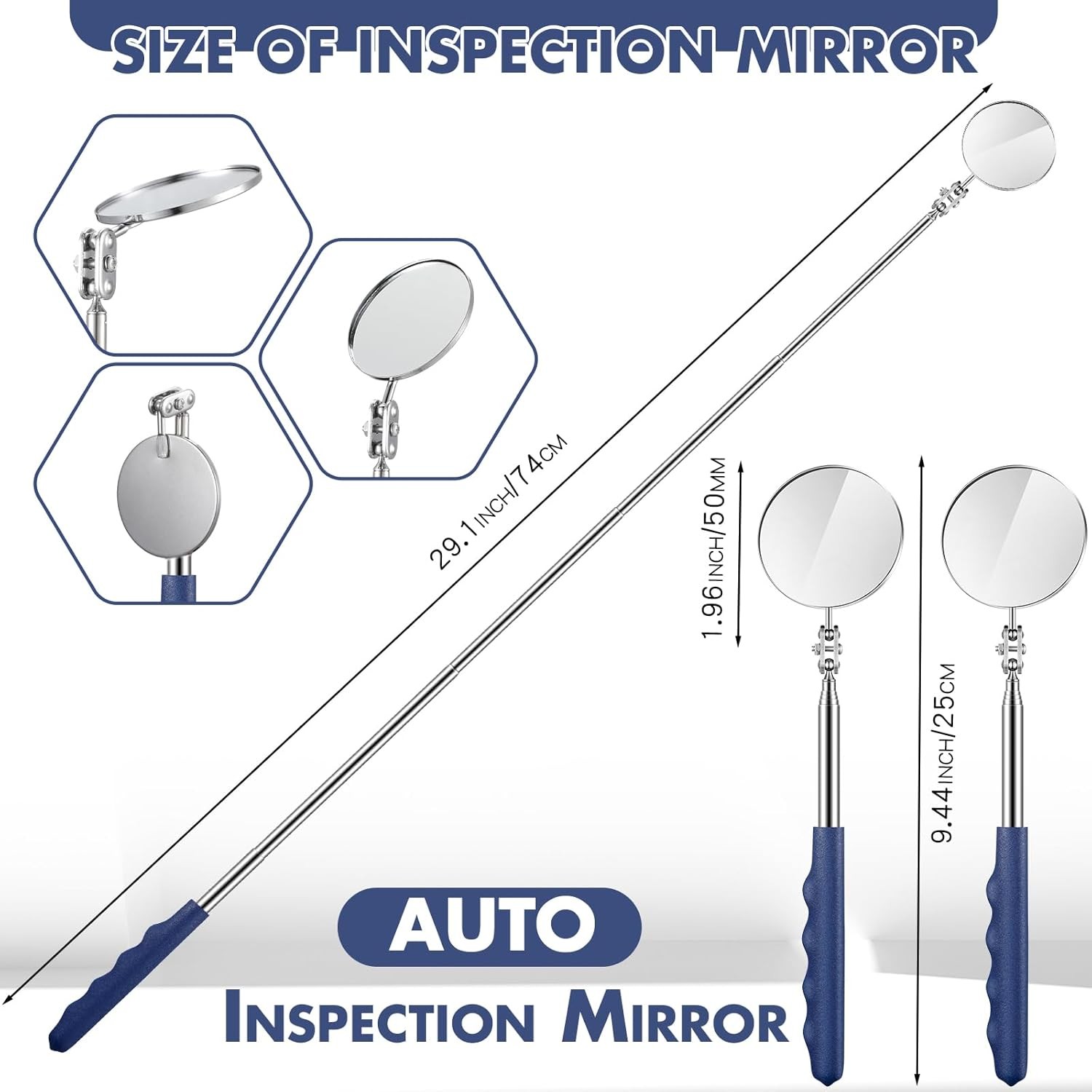 1 Pcs Telescoping Inspection Mirror Mechanics Automotive Tool with Long Handle E