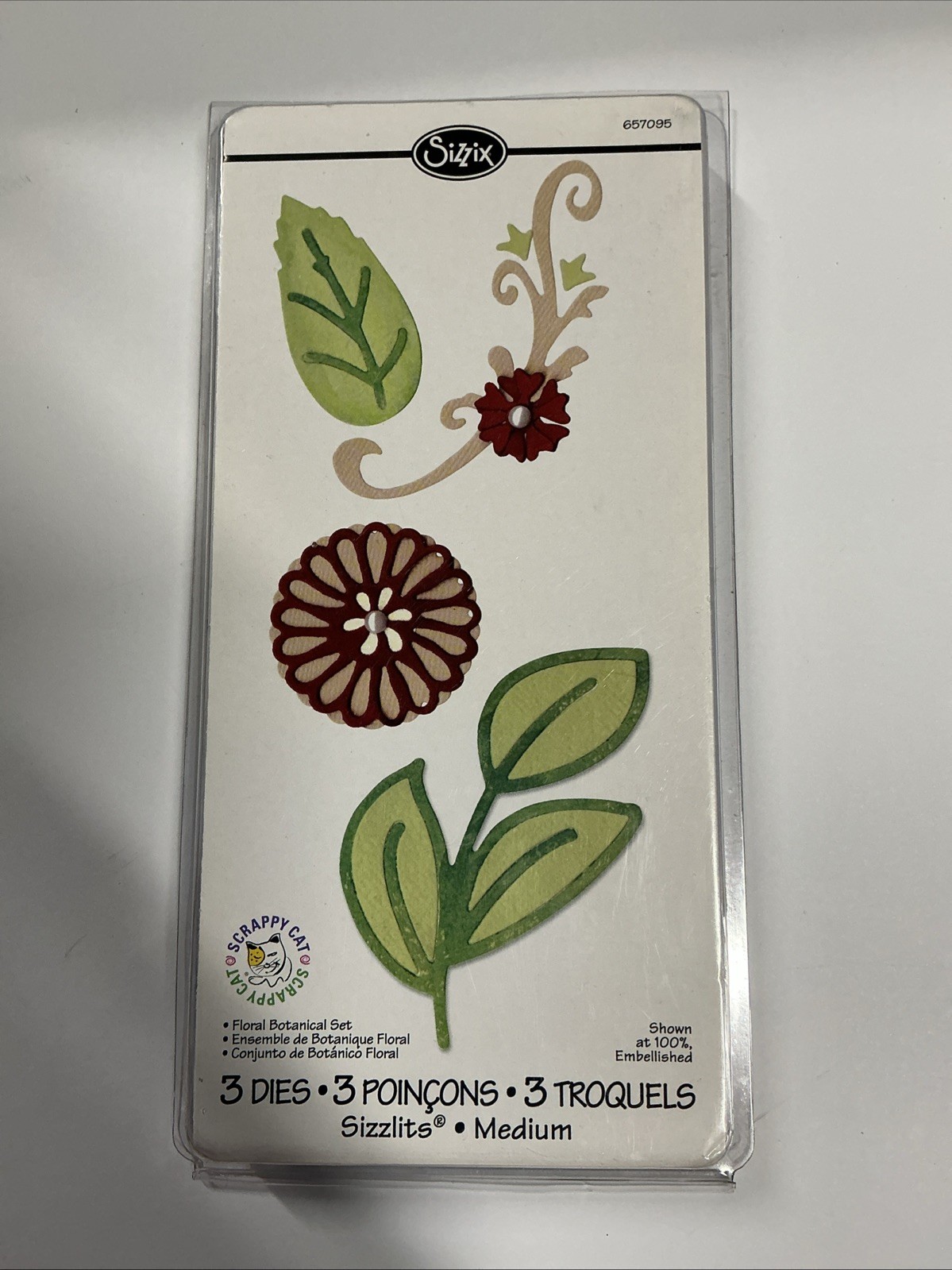 Sizzix #657095 Floral Botanical Set 3 Dies NIB