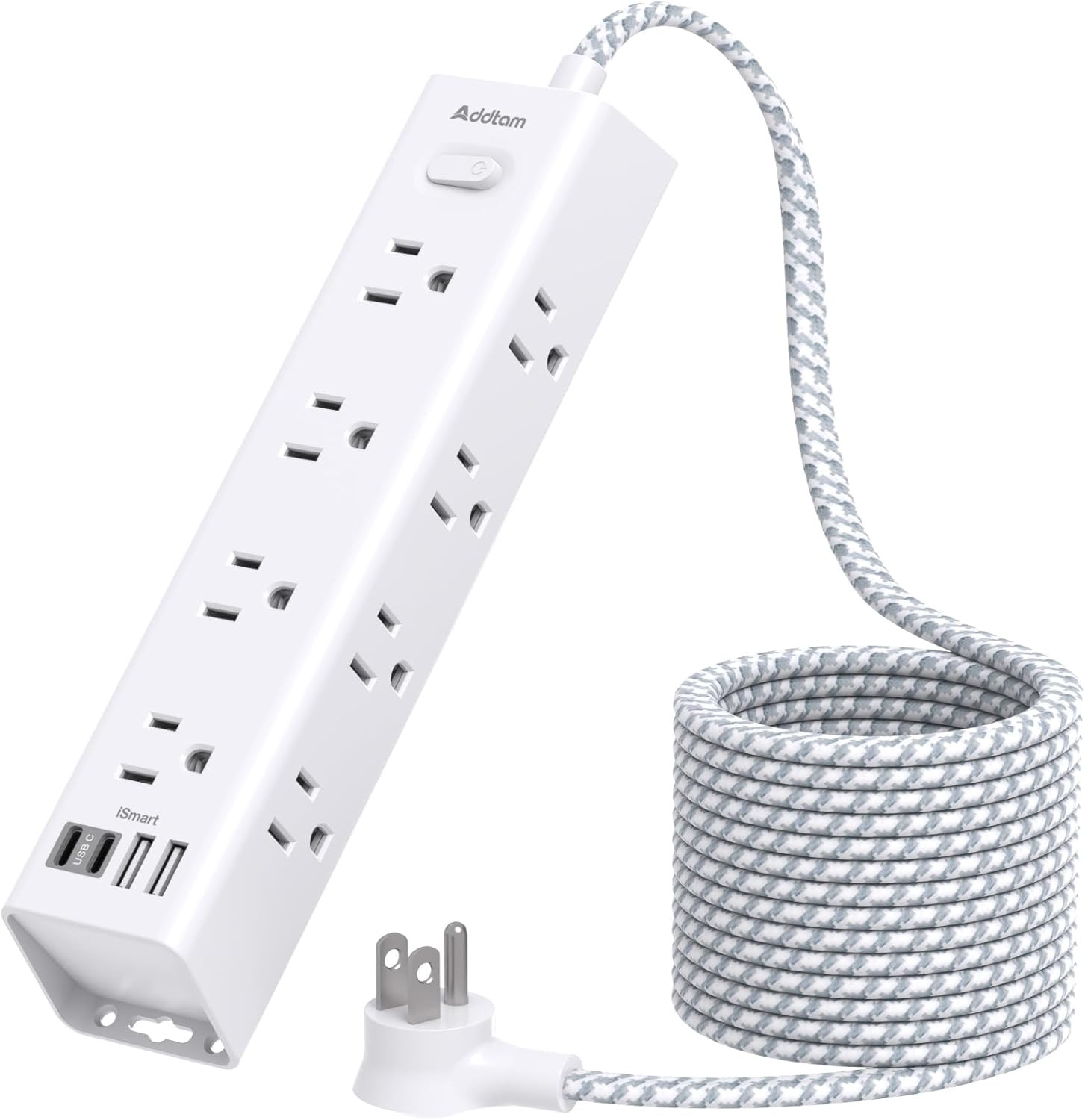 Surge Protector Power Strip - 10 FT Extension Cord with 12 AC Outlets 4 USB | Fl