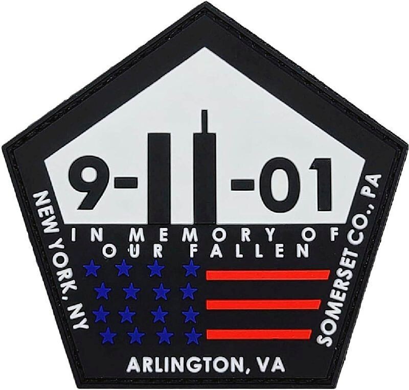 9 11 in Memory OF Our Fallen 9-11-01 PVC RUBBER PATCH | 2PC Hook Backing 3"