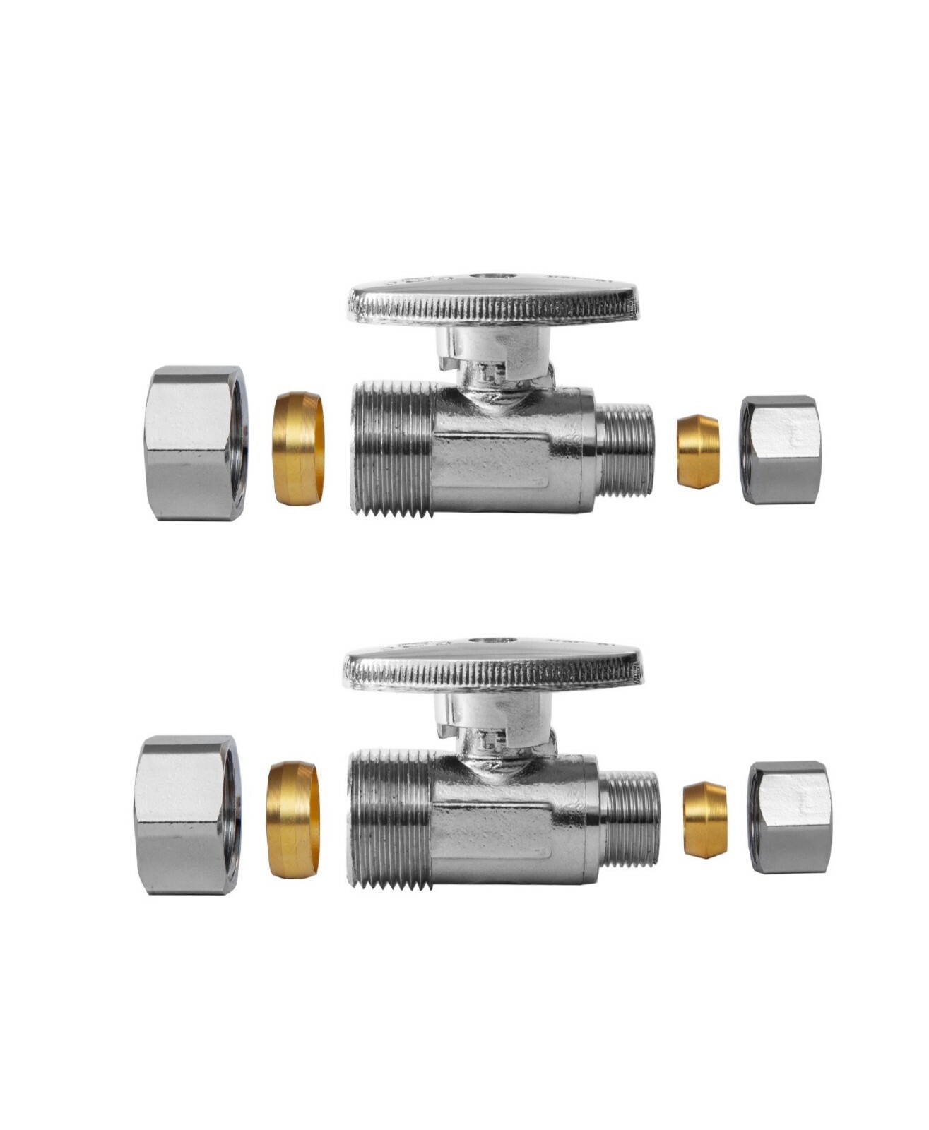 2 PCS 5/8" OD (1/2" NOM) X 3/8" OD 1/4TURN COMPRESSION STRAIGHT STOP VALVE