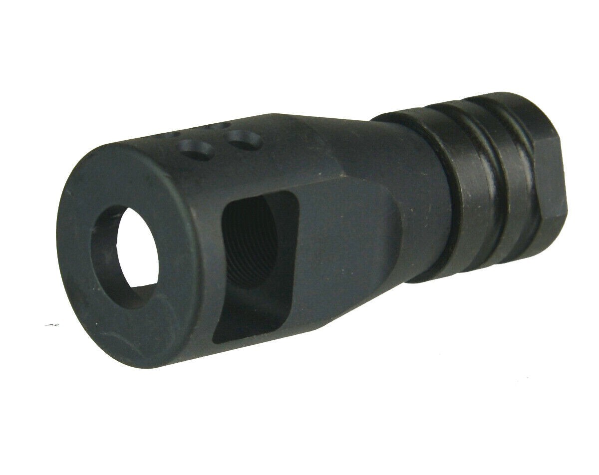 Steel Compact Muzzle Brake 1/2x28 TPI .223 .22LR 5.56With Crush Washer