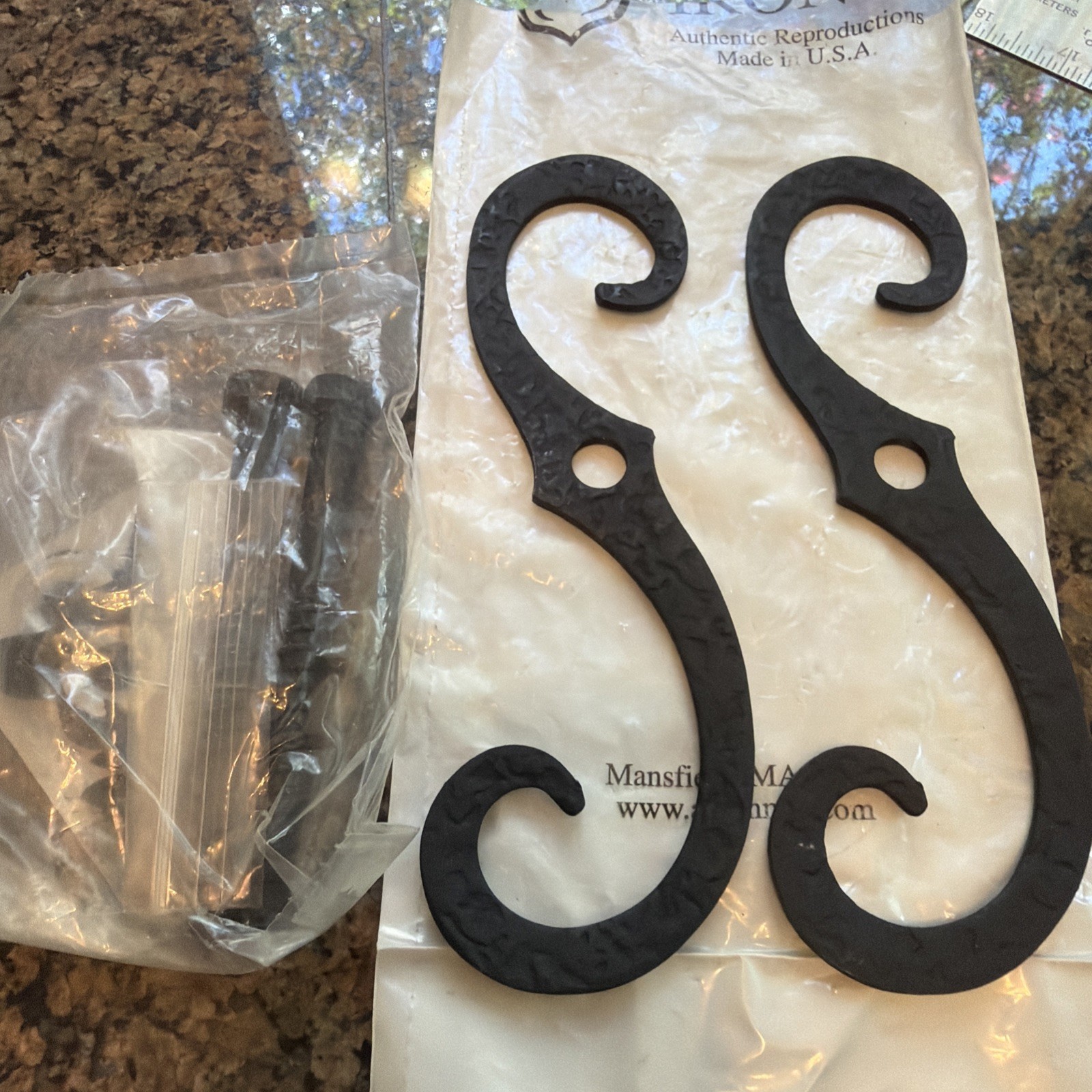 NEW PAIR ACORN RK6BQ BLACK FORGED Steel S SHUTTER DOGS/ HOLDBACK 6 3/4"