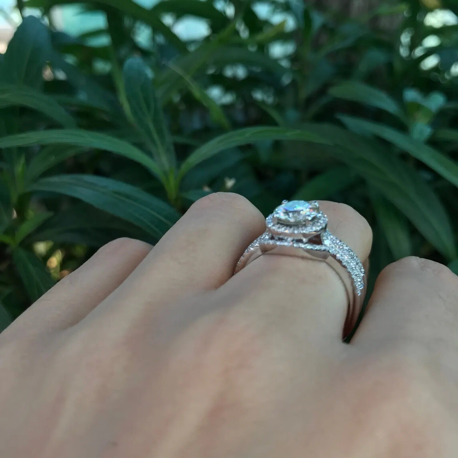 White Diamond 2.10 Ct Lab-Created Round Cut Wedding Ring Set 925 Sterling Silver