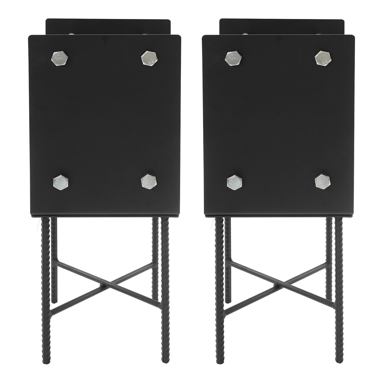 U-Shape Post Base Holder 7*7in Wet Concrete Fence Post Holder 2 Pack Black
