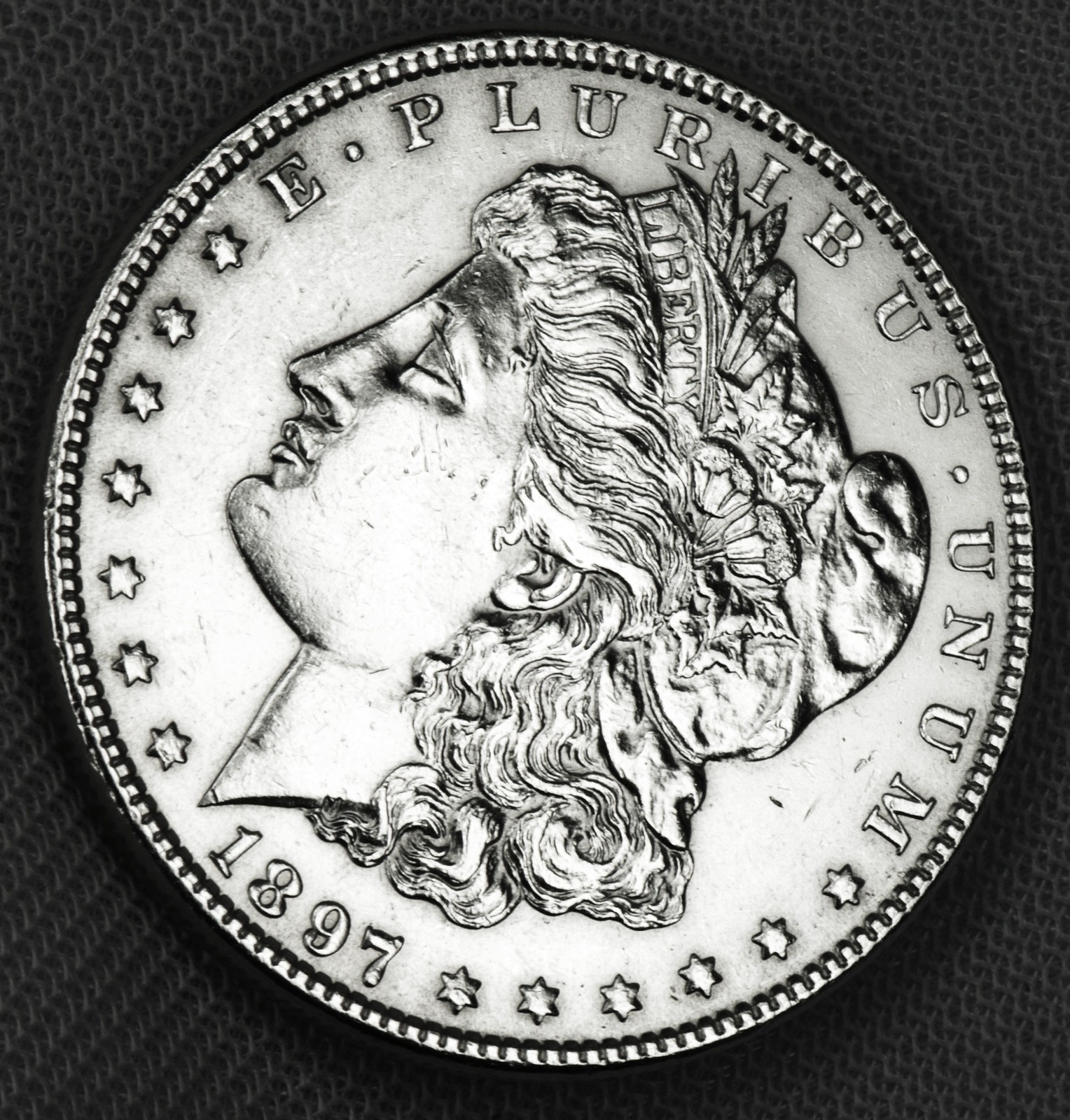 1897-p  Morgan Silver Dollar.   BU (Inventory A)